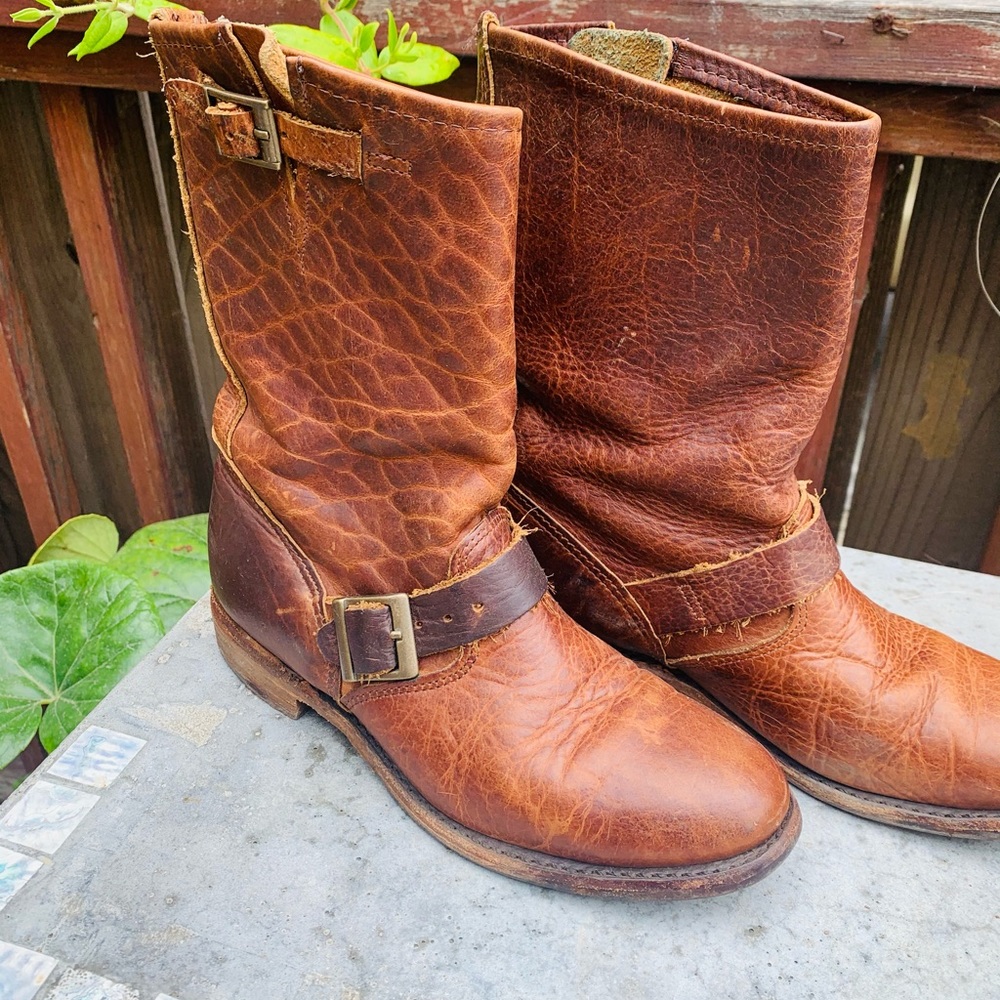 Vintage Shoe Company Leather Moto Boots